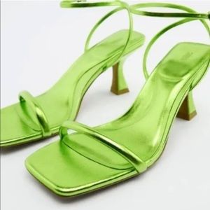 Zara Metallic Mid-Height Heels
